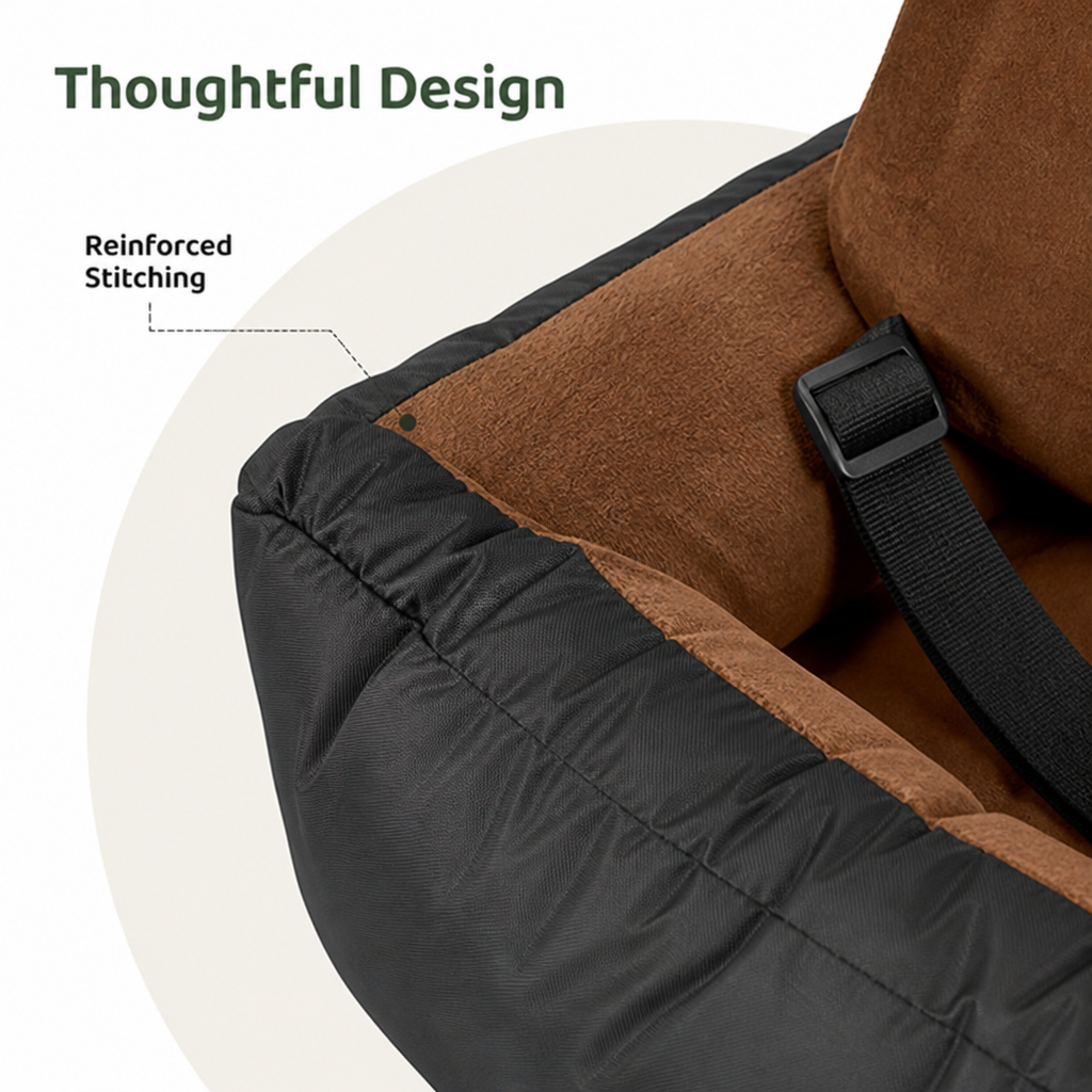 Washable Fleece Dog Booster Seat with Clip-On Safety Strap
