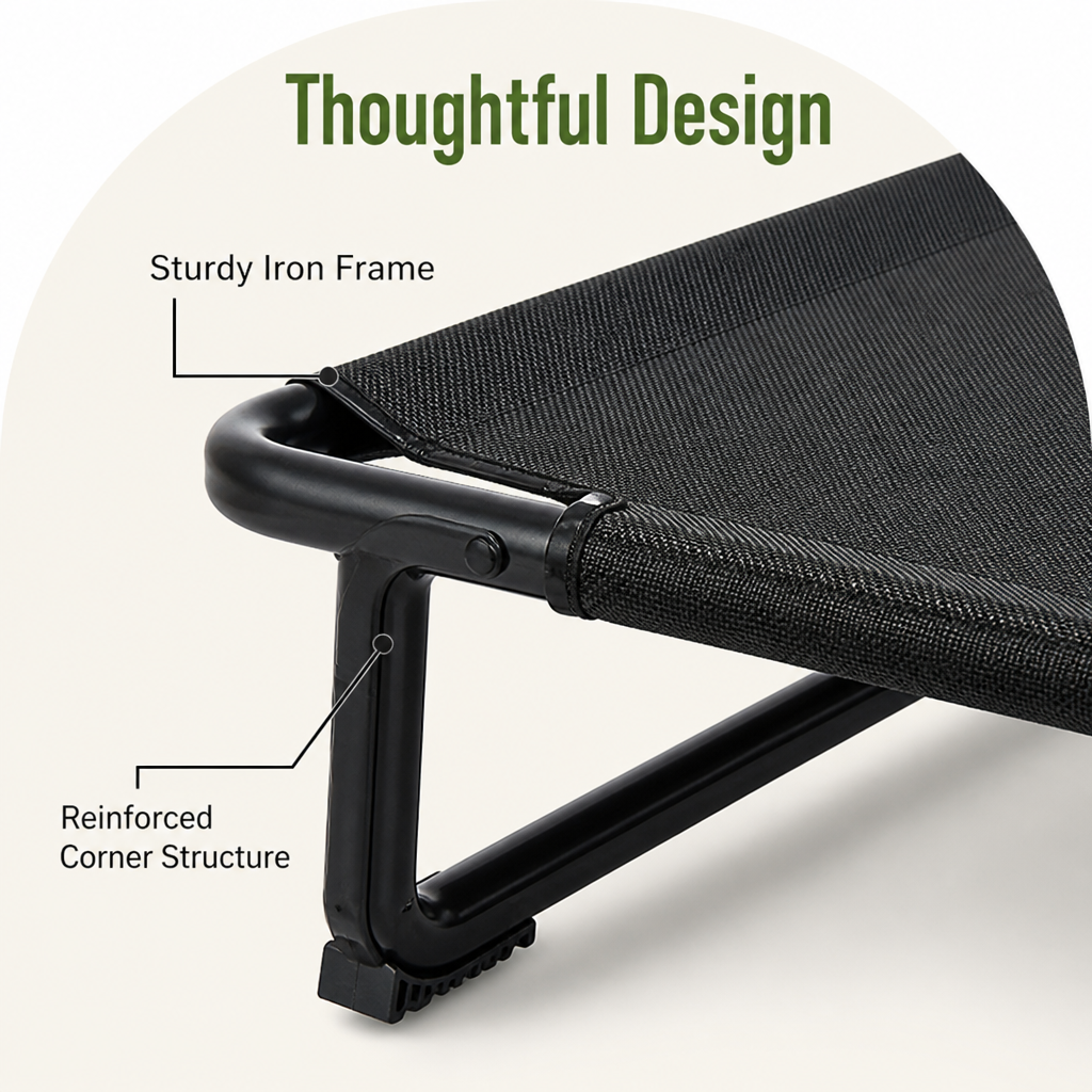 Elevated Iron Frame & Breathable Dog Bed (No Filler)