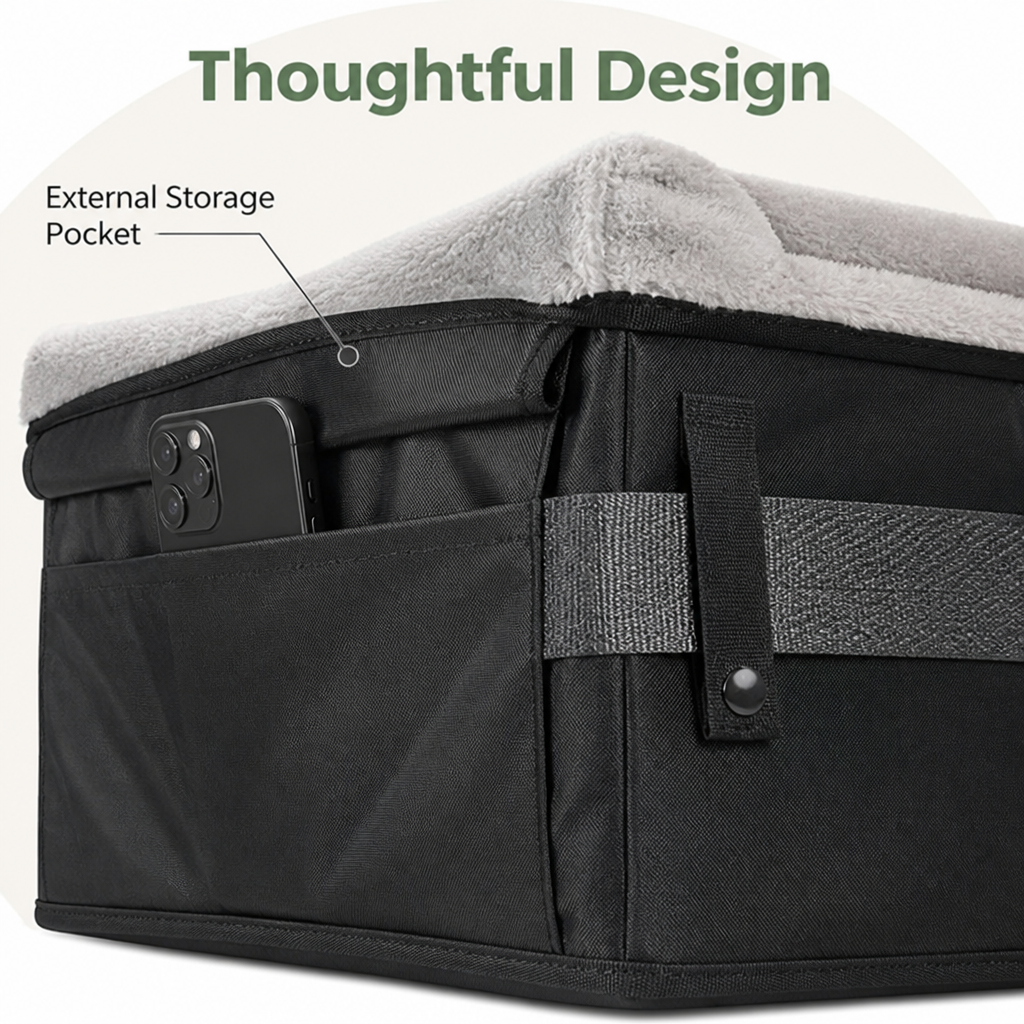 Washable Foldable Elevated Booster Dog Car Seat (With Storage Bag)