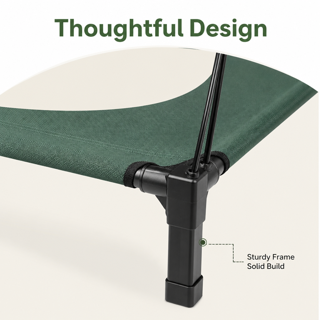 Elevated Aluminum Outdoor Dog Bed (Removable Canopy)