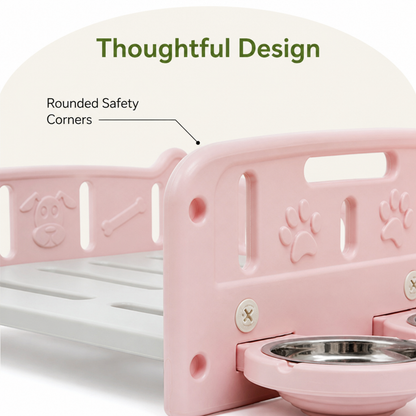 Orthopedic Elevated Entry & Calming Plush Pet Sofa (Includes Bowl)