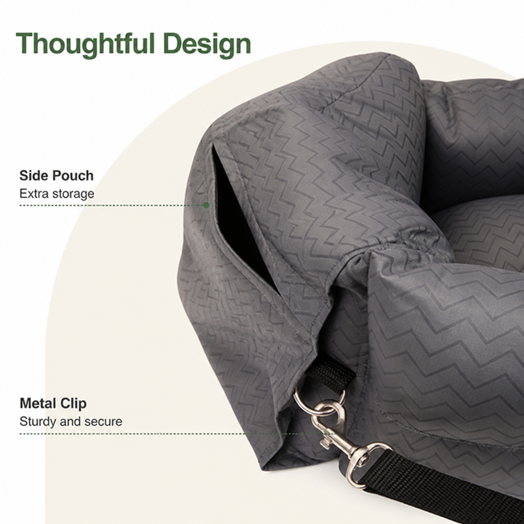 Breathable Polyester Travel Carrier (Safety Hook & Car Seat Fit)