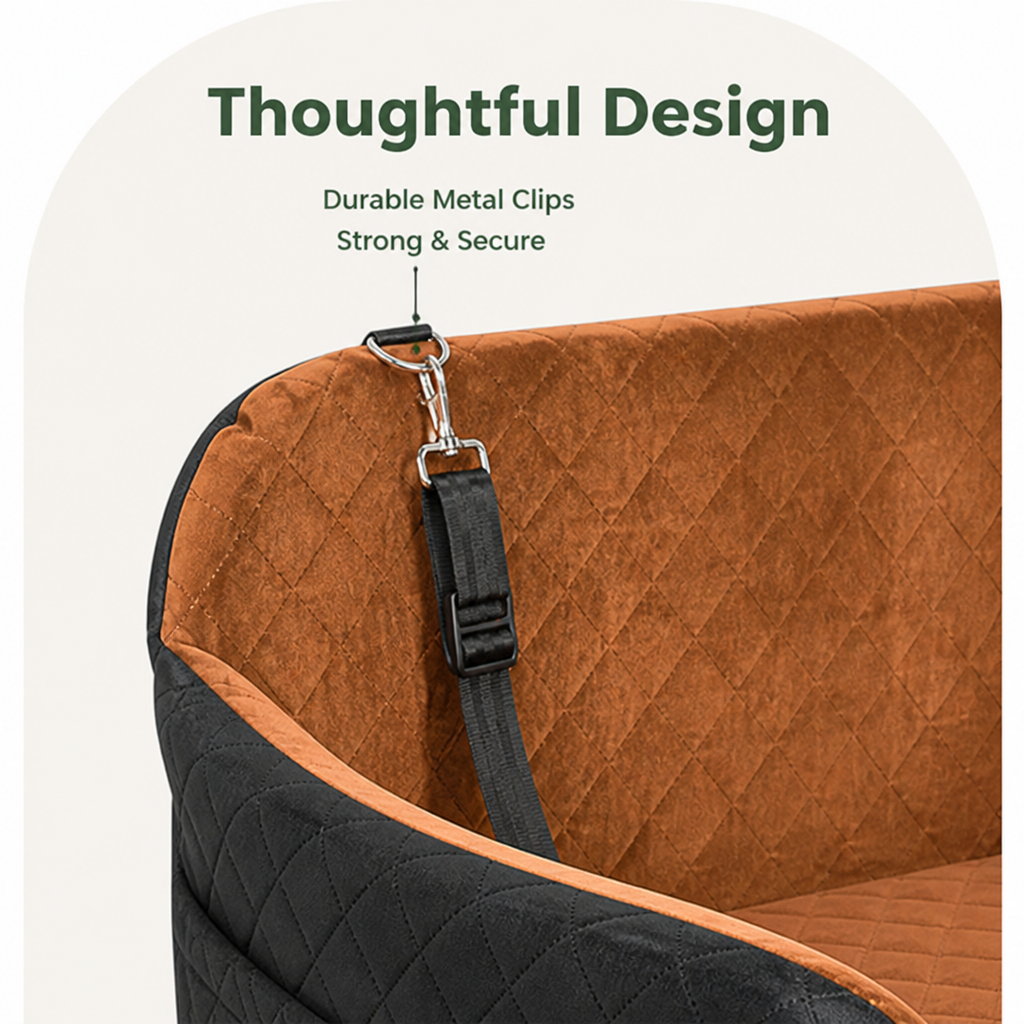 Seat-Belt Pass-Through & Washable Cotton Dog Car Seat