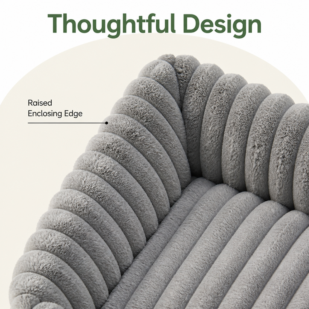 Neck-Supporting Extra-Soft Corduroy Bolster Bed (Removable Cover)