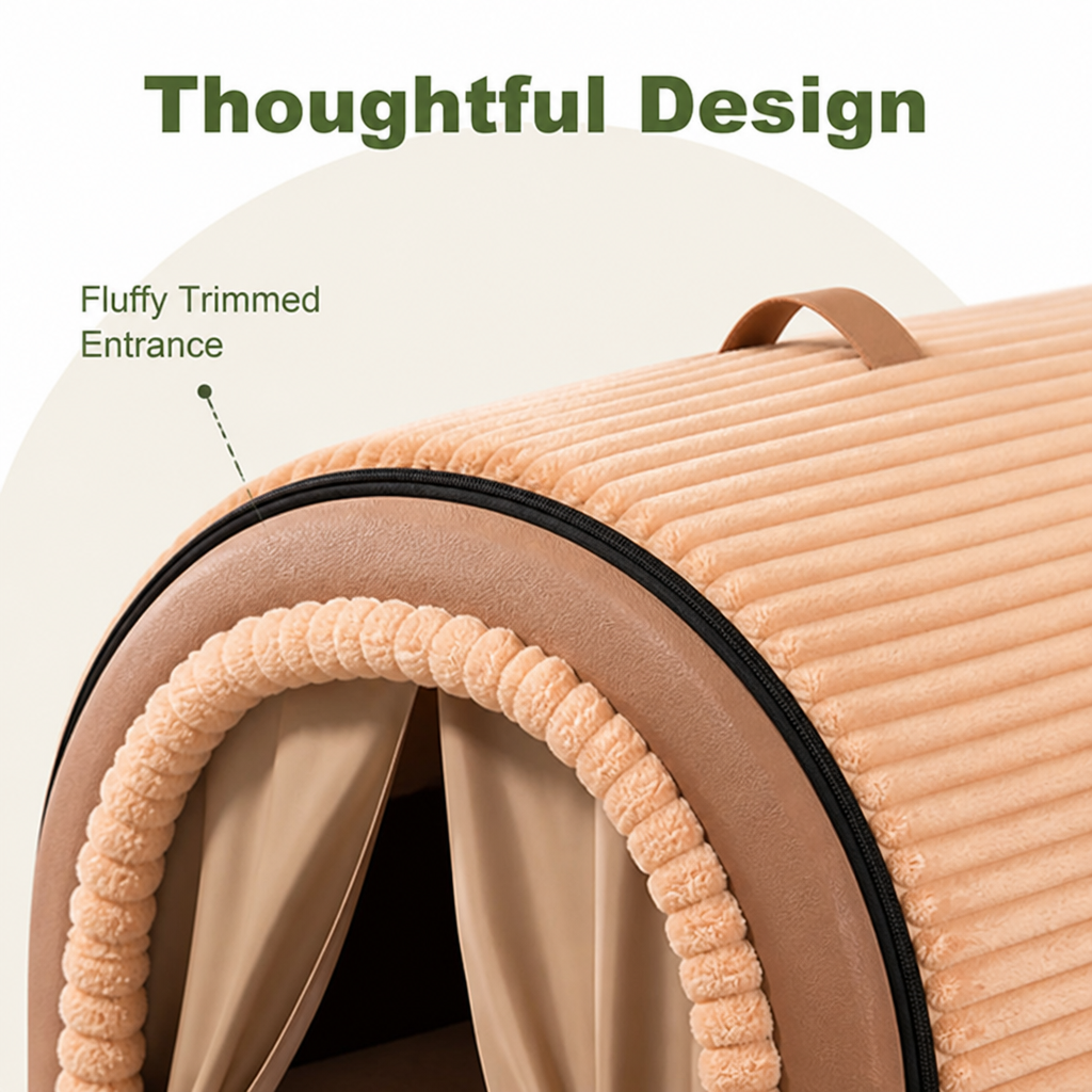 All-Season Foldable Washable Dog Cave Bed (Non-Slip Base)