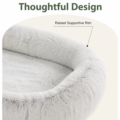 Orthopedic & Washable Faux Fur Human Dog Bed (Detachable Cover)