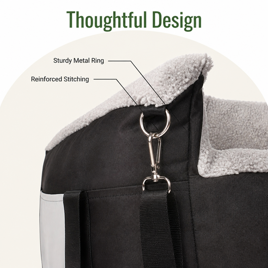 Double Seat Belts & Washable Dog Car Seat (Small Dog)
