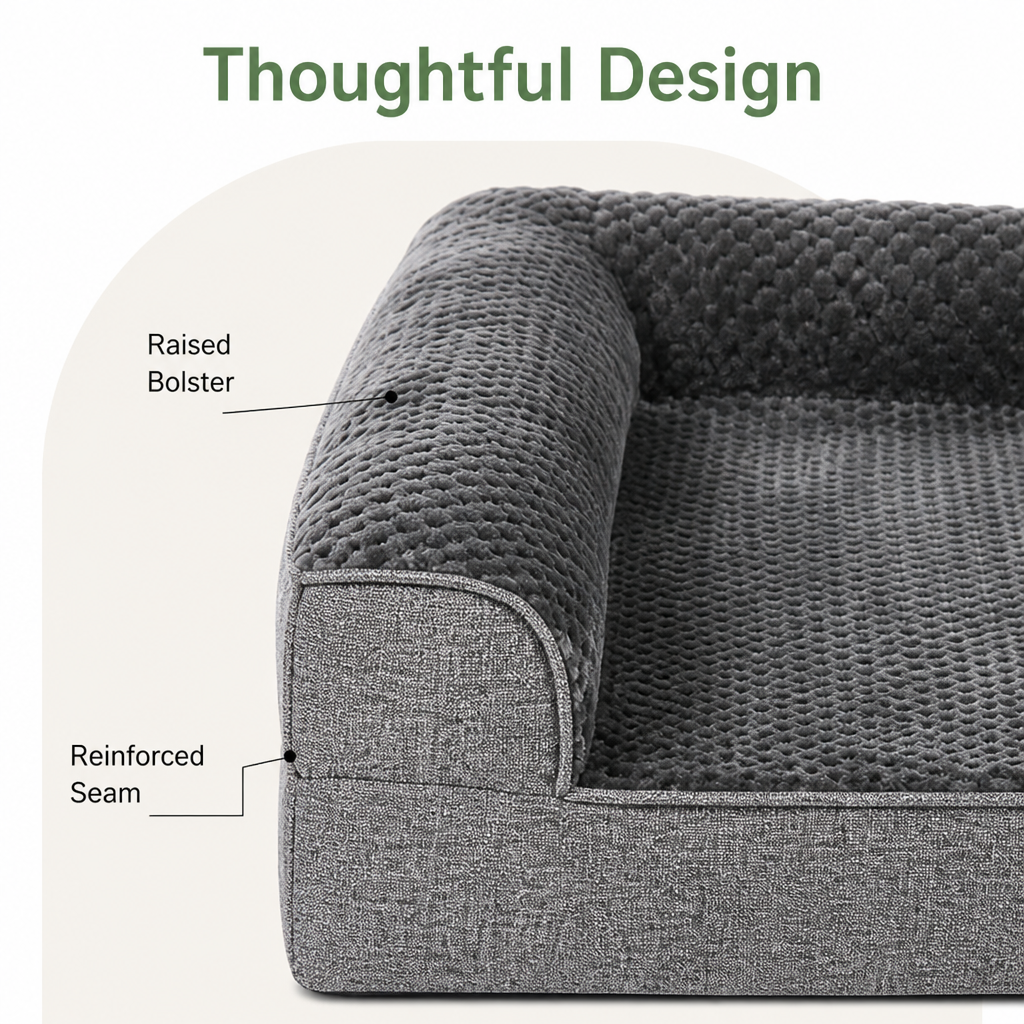 Orthopedic High-Density Foam & Sherpa Dog Bed (Removable Cover)