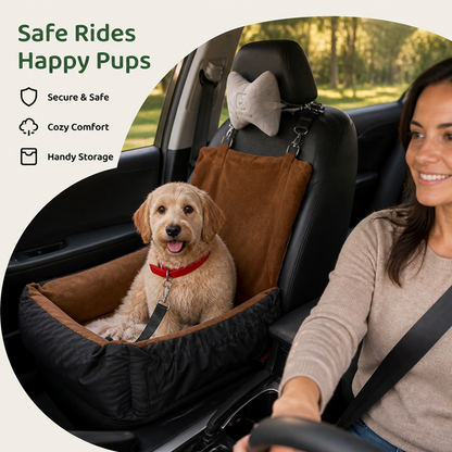Washable Fleece Dog Booster Seat with Clip-On Safety Strap