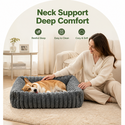 Neck-Supporting Extra-Soft Corduroy Bolster Bed (Removable Cover)