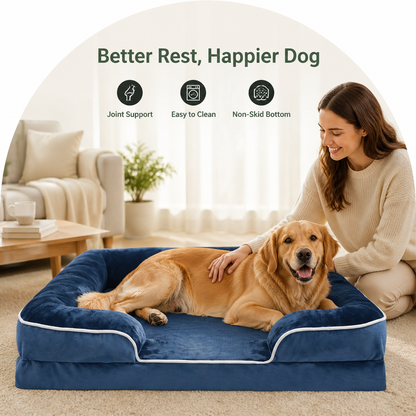 Orthopedic Support Foam & Anti-Skid Bottom Dog Bed (Detachable Cover)