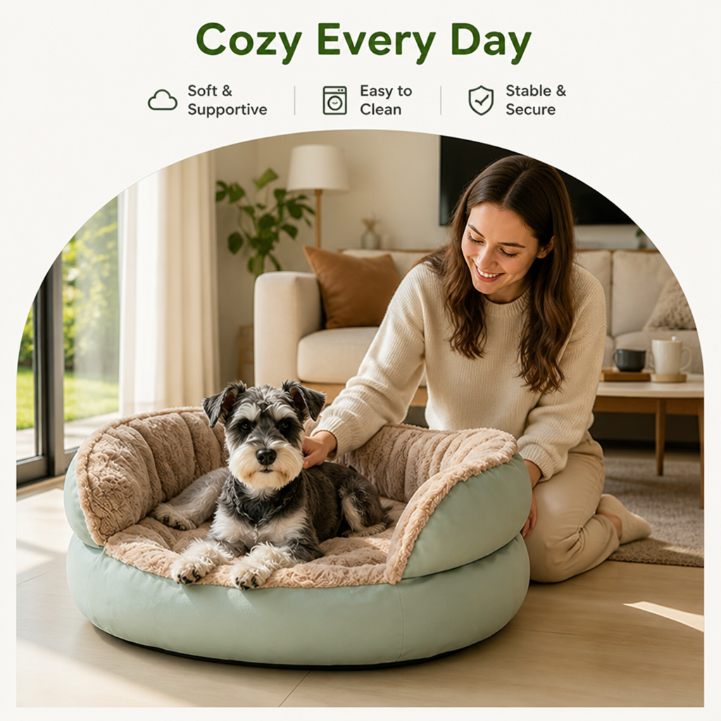 Washable & Non-Slip Round Bolster Dog Bed