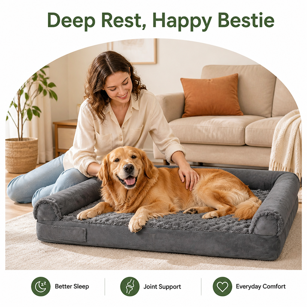 Orthopedic Memory Foam & Non-Slip Dog Bed (Removable Cover)