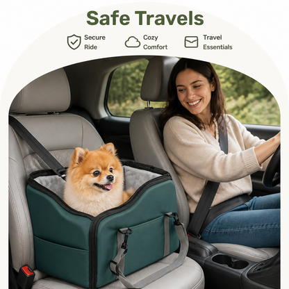 Safety Leash & Adjustable Dog Car Seat (Up to 12 lb)