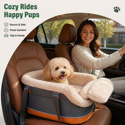 Polyester Armrest Nest & Organizer Pet Car Seat (Center Console Fit)