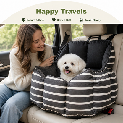 Washable Plush Dog Car Booster Seat (Clip-On Leash)