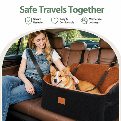 Seat-Belt Pass-Through & Washable Cotton Dog Car Seat