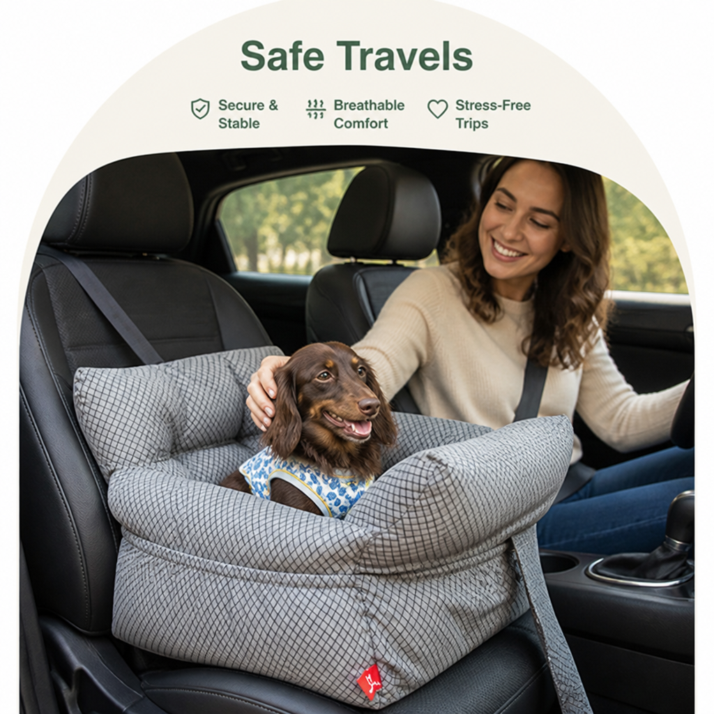 Breathable Polyester Travel Carrier (Safety Hook & Car Seat Fit)