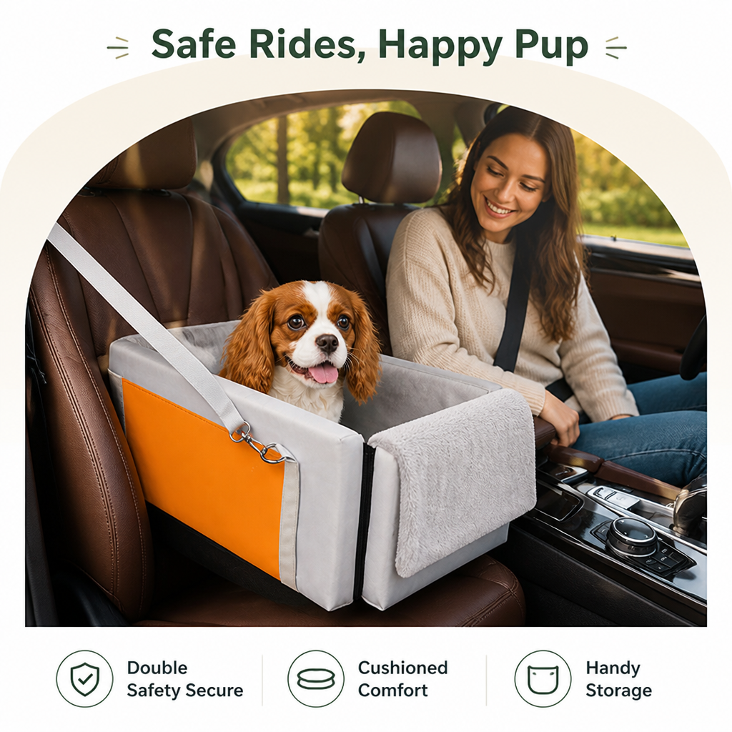 Double-Belt Safety & Padded Car Booster Seat (Armrest Console)