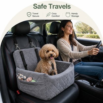 Breathable & Washable Dog Car Seat (Built-In Safety Belt)