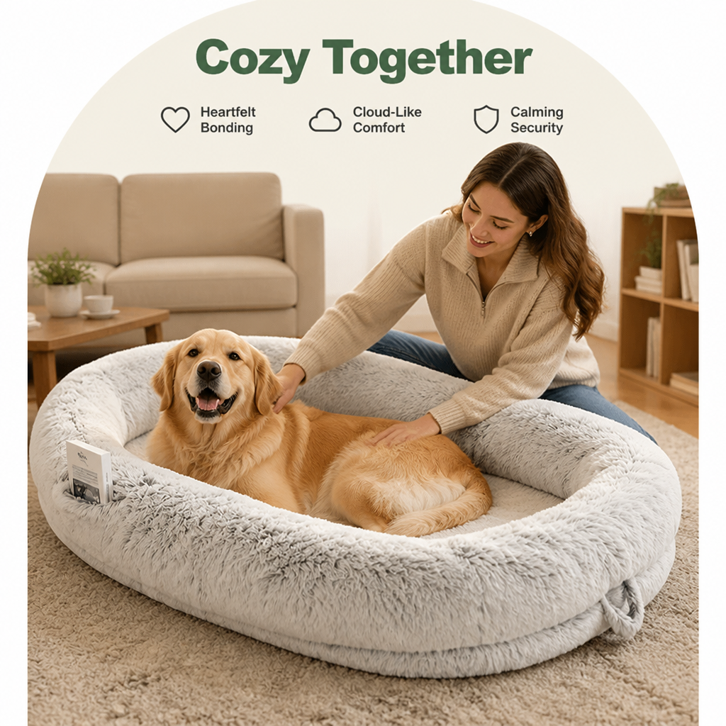 Orthopedic & Washable Faux Fur Human Dog Bed (Detachable Cover)