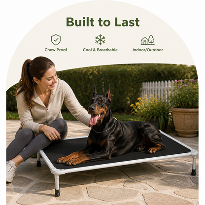 Chew-Proof Aluminum Frame Elevated Dog Bed (Indoor/Outdoor)