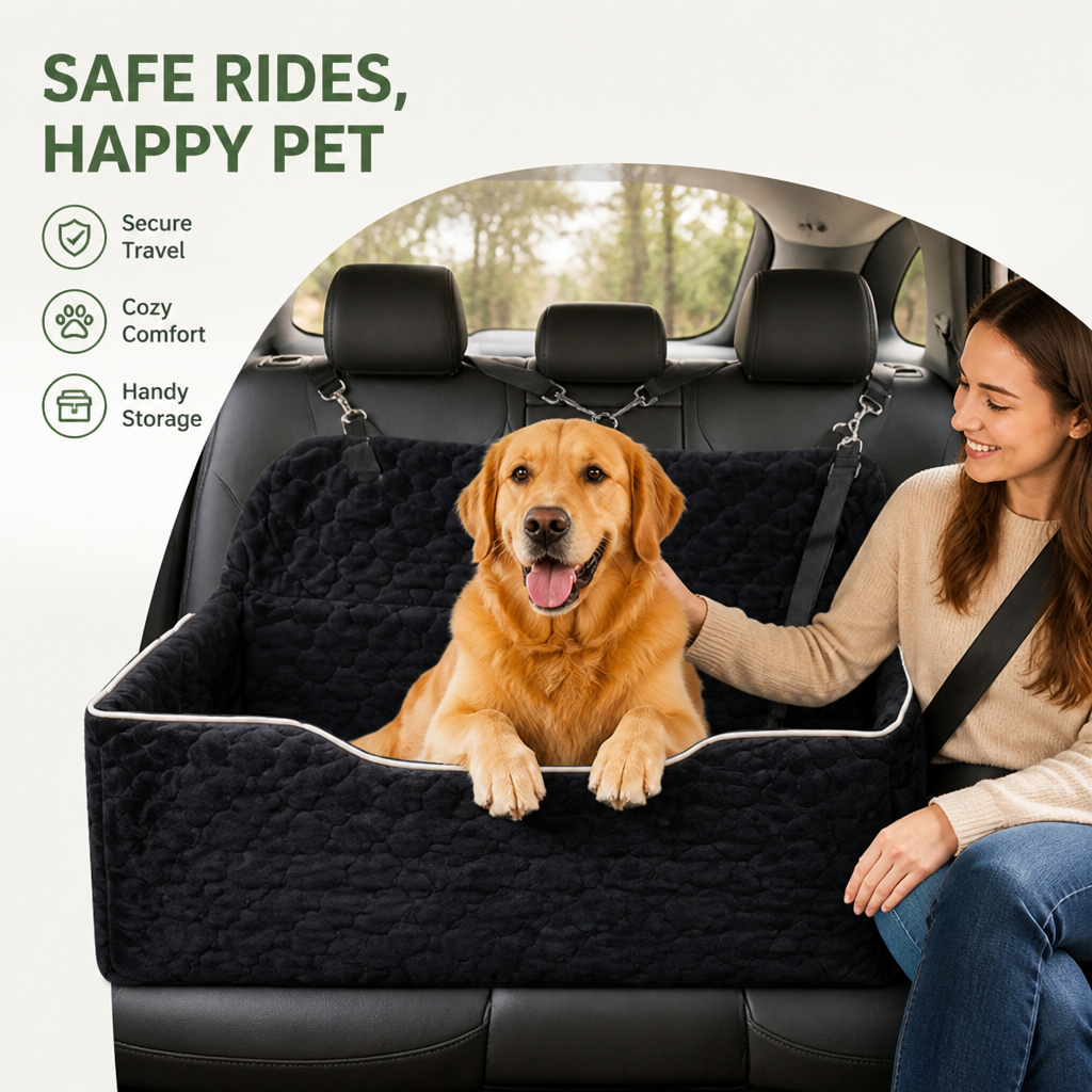 Large Washable & Tethered Dog Car Seat