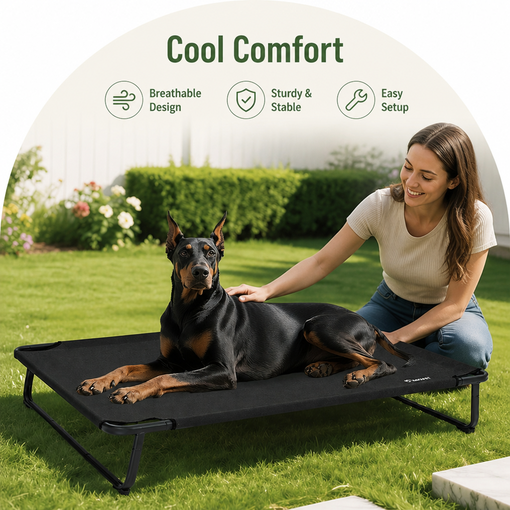 Elevated Iron Frame & Breathable Dog Bed (No Filler)
