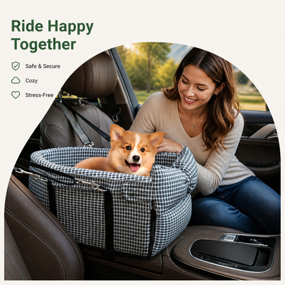 Padded Polyester & Chew-Resistant Dog Car Seat (Adjustable Straps)