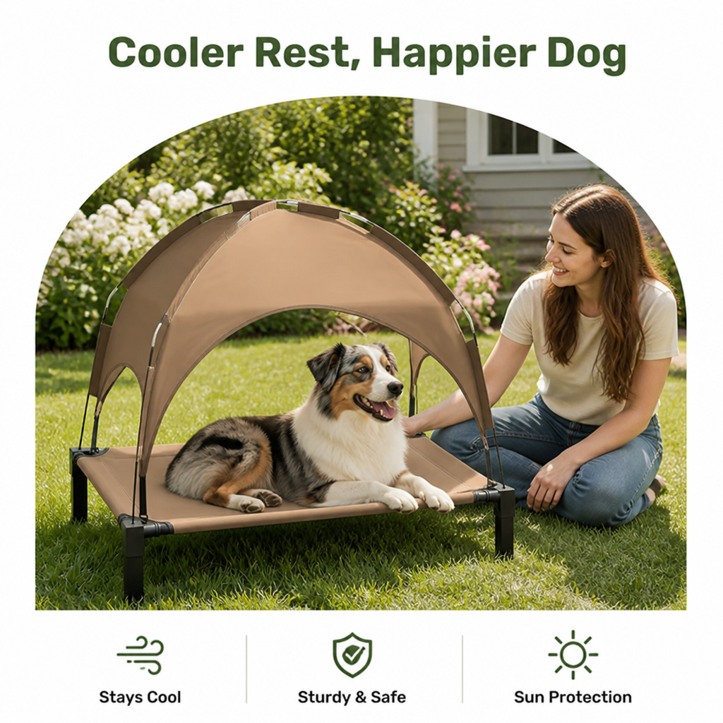 Elevated Cooling & Portable Dog Cot (Removable Canopy)
