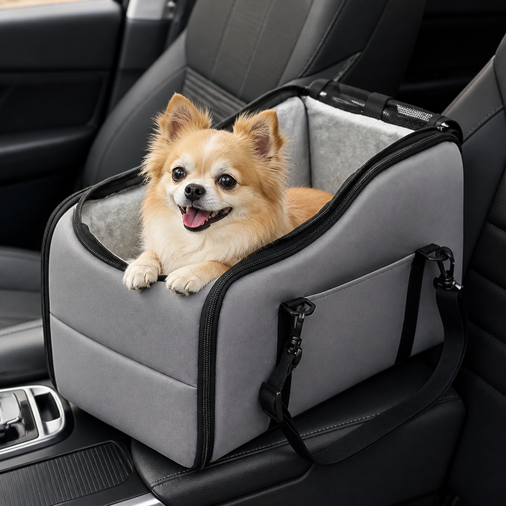 Safety Leash & Adjustable Dog Car Seat (Up to 12 lb)