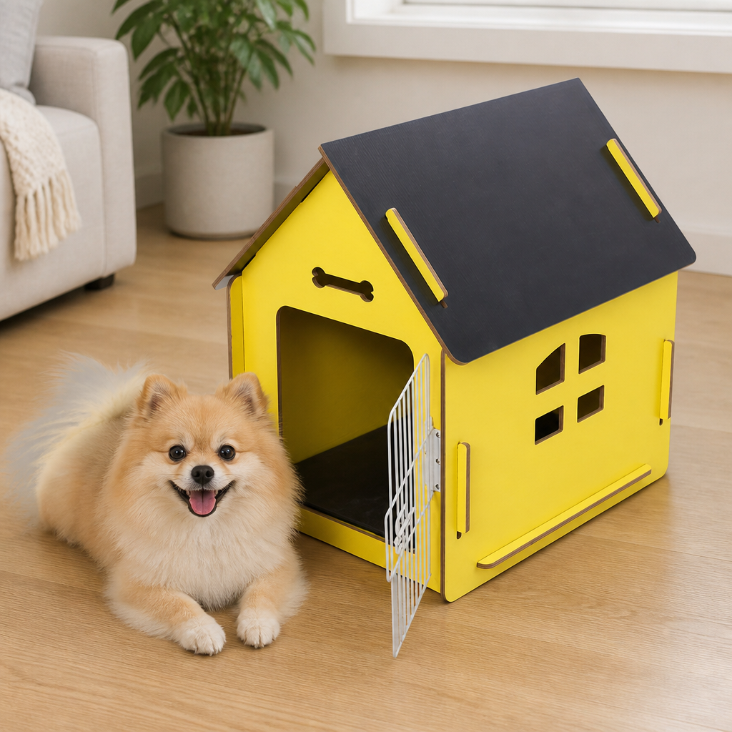 Elevated Wood & Ventilated Pet House (For Small Dogs & Cats)