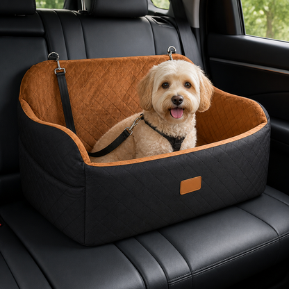 Memory Foam & Non-Slip Dog Car Seat (Adjustable Leashes)
