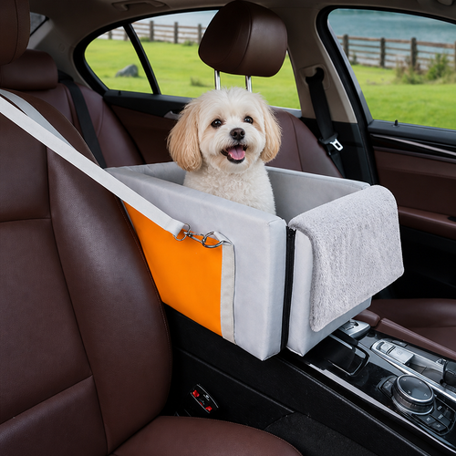 Double-Belt Safety & Padded Car Booster Seat (Armrest Console)