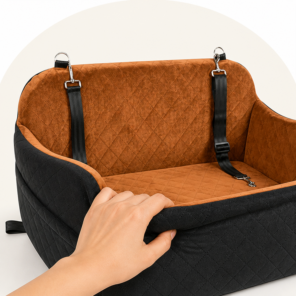 Memory Foam & Non-Slip Dog Car Seat (Adjustable Leashes)