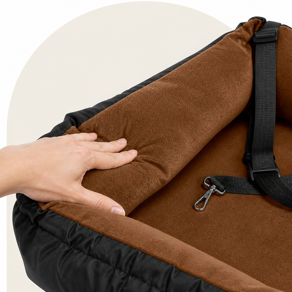 Washable Fleece Dog Booster Seat with Clip-On Safety Strap