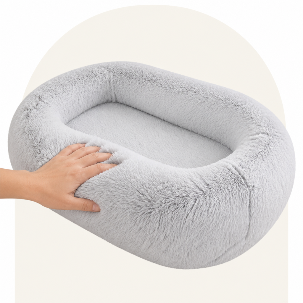 Orthopedic & Washable Faux Fur Human Dog Bed (Detachable Cover)
