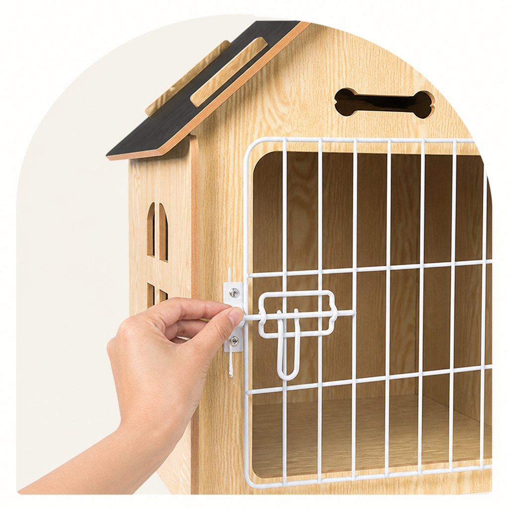 Elevated Wood & Ventilated Pet House (For Small Dogs & Cats)