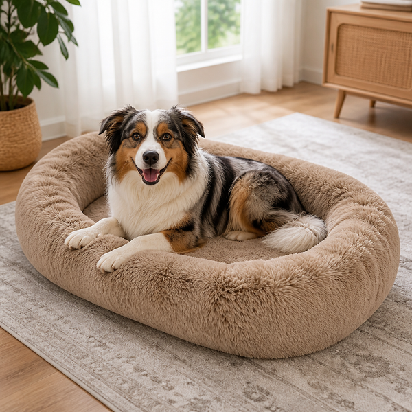 Orthopedic & Washable Faux Fur Human Dog Bed (Detachable Cover)