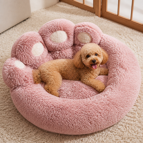 Plush & Non-Slip Bear Paw Pet Bed