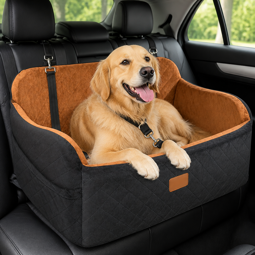 Seat-Belt Pass-Through & Washable Cotton Dog Car Seat