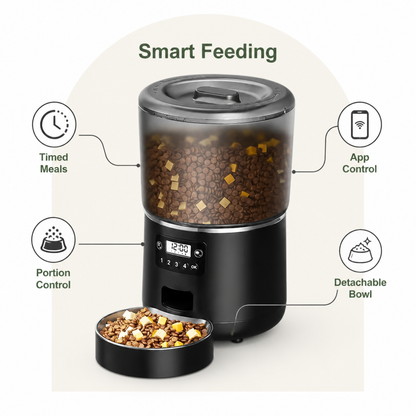 App-Controlled & Scheduled Automatic Pet Feeder (Detachable Stainless Bowl)