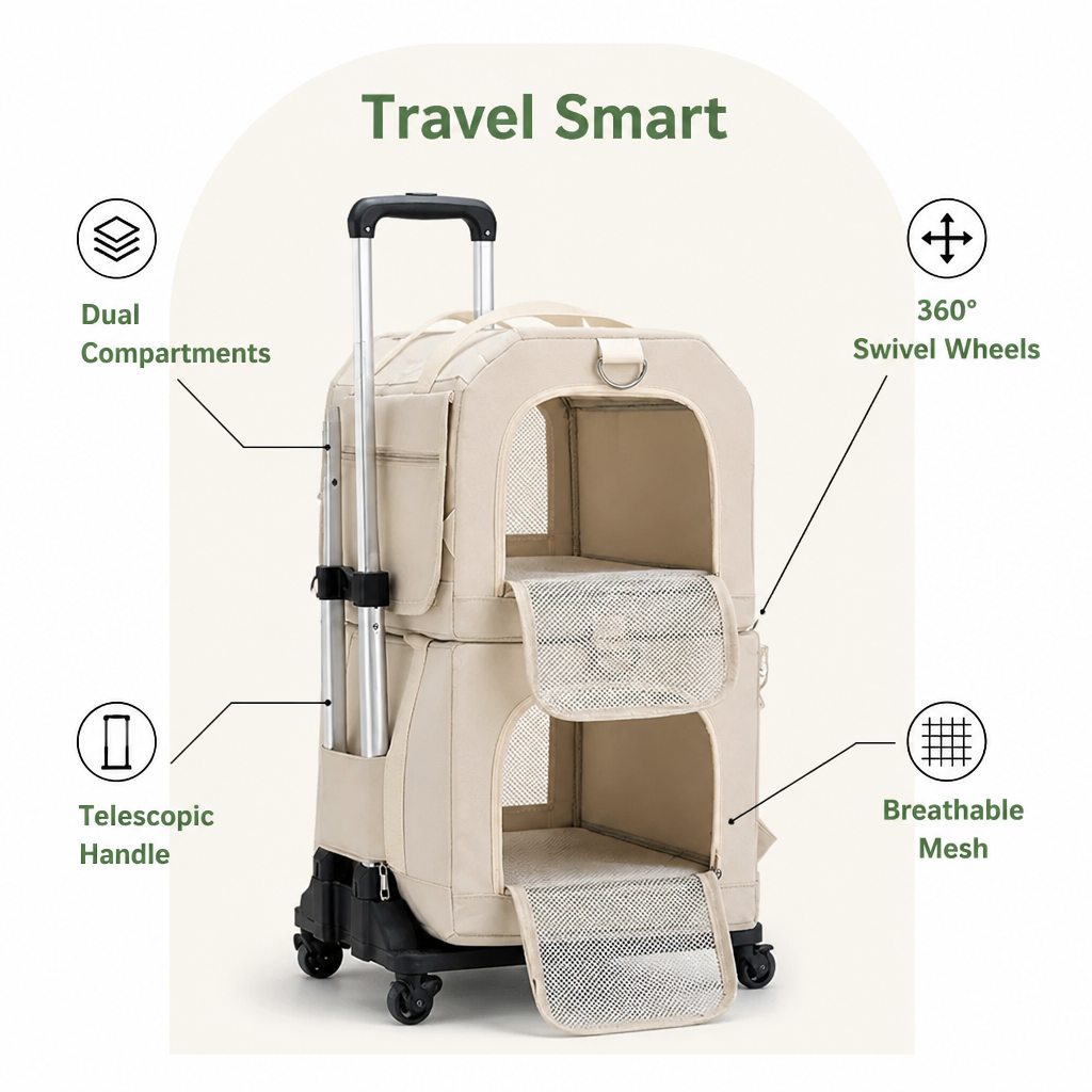 Double-Decker Convertible Wheeled Travel Carrier