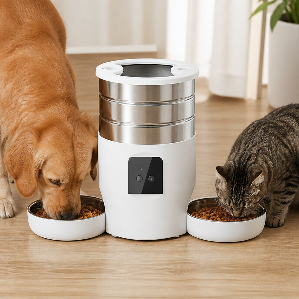Dual-Bowl WiFi & Button Pet Feeder