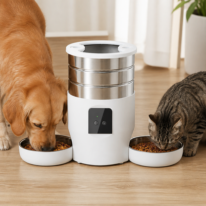 Dual-Bowl WiFi & Button Pet Feeder