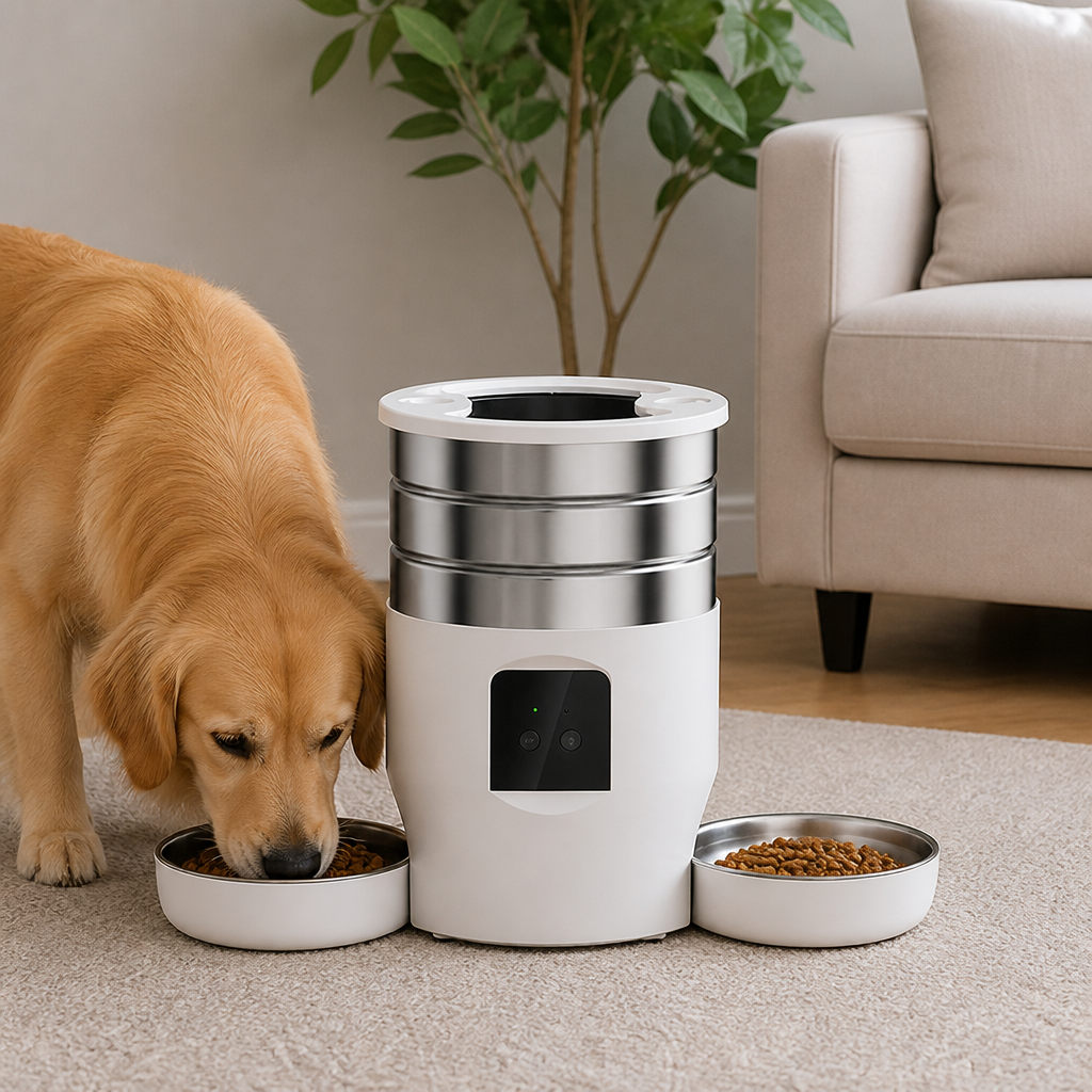 Dual-Bowl WiFi & Button Pet Feeder