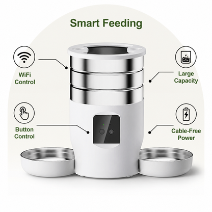 Dual-Bowl WiFi & Button Pet Feeder