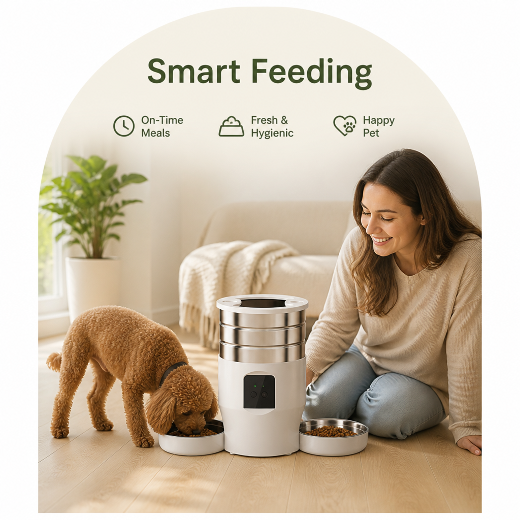 Dual-Bowl WiFi & Button Pet Feeder