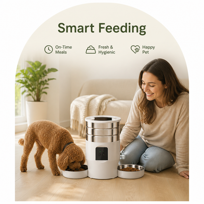 Dual-Bowl WiFi & Button Pet Feeder