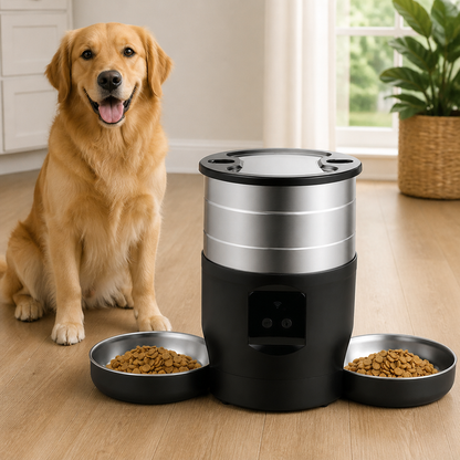Dual-Bowl WiFi & Button Pet Feeder